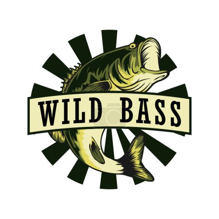 Illustration for Largemouth bass fish logo template - Royalty Free Image