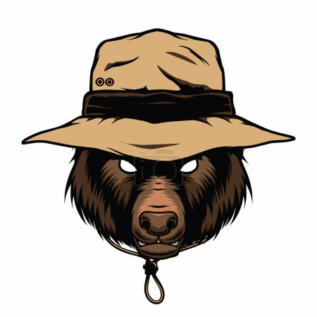 bear wearing bucket hat vector mascot