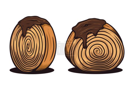Ilustración de Cromboloni vector de pan, croissant combinación y bomboloni - Imagen libre de derechos