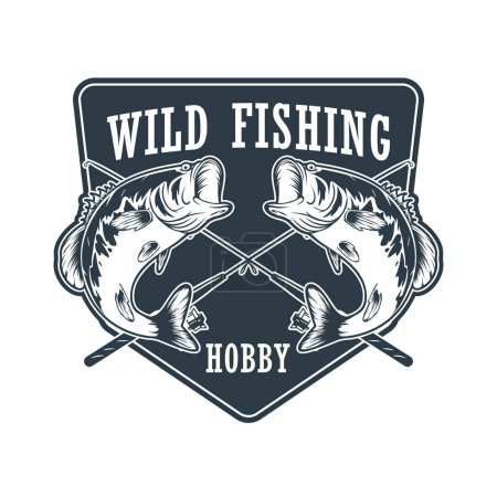 Illustration for Wild bass fishing hobby logo template - Royalty Free Image