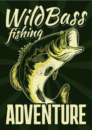 Illustration for Wild bass fishing poster design - Royalty Free Image