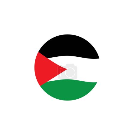 Téléchargez les photos : Modèle vectoriel d'icône de drapeau palestinien rond illustration logo design - en image libre de droit