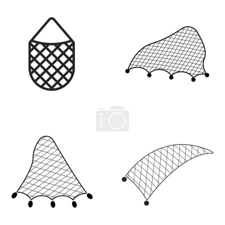 fishing net set icon vector template illustration logo design