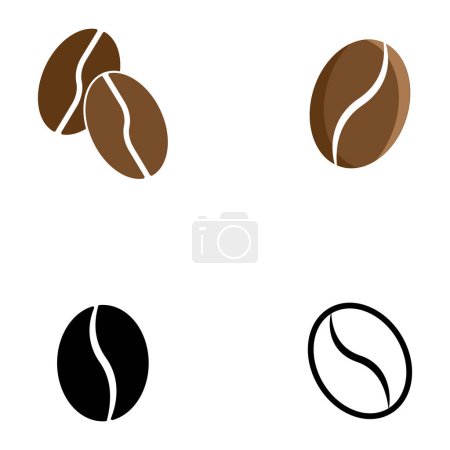 Téléchargez les photos : Grains de café ensemble icône vectoriel modèle illustration logo conception - en image libre de droit