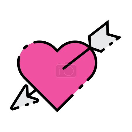 Illustration for Valentine's Day arrow through heart icon vector template illustration logo design - Royalty Free Image