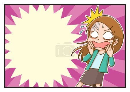 Illustration for Illustration with copy space of surprised woman - Royalty Free Image