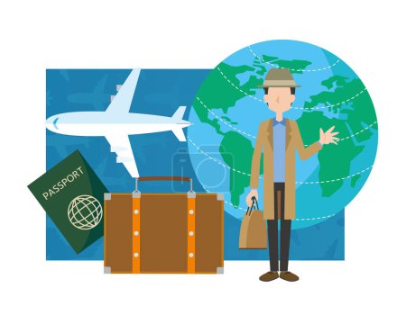 Abbildung eines Reisenden, der ins Ausland reist