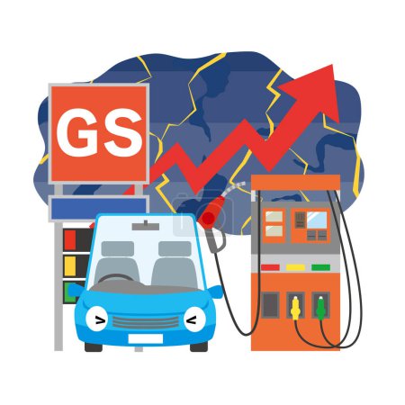 Illustration for Image illustration of rising gasoline prices - Royalty Free Image