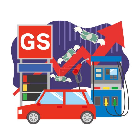 Ilustración de Imagen ilustrativa del aumento de los precios de la gasolina - Imagen libre de derechos