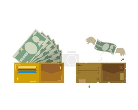 Ilustración de Billetera rica y billetera pobre - Imagen libre de derechos