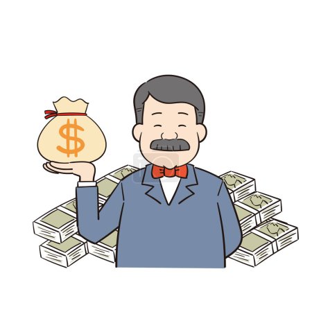 Illustration for Rich man with us dollar currency - Royalty Free Image