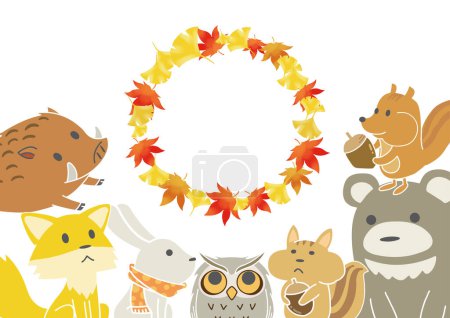 Ilustración de Ilustraciones de animales que la imagen de otoño - Imagen libre de derechos