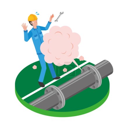 Illustration for Occupational accidents caused by steam or toxic gas - Royalty Free Image