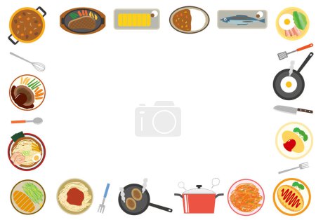 Téléchargez les illustrations : Illustrations de cadre décoratif pour divers plats - en licence libre de droit