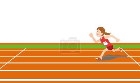 Illustration for Female track and field athlete running on the stadium - Royalty Free Image