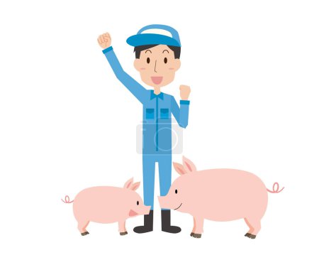 Vektor für Schweinebauern und Schweineeltern und -kinder - Lizenzfreies Bild
