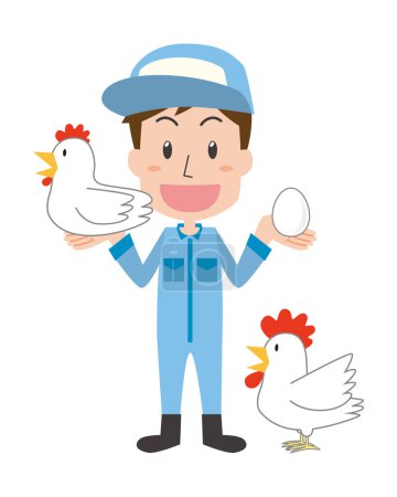Illustration for A man engaged in poultry farming - Royalty Free Image