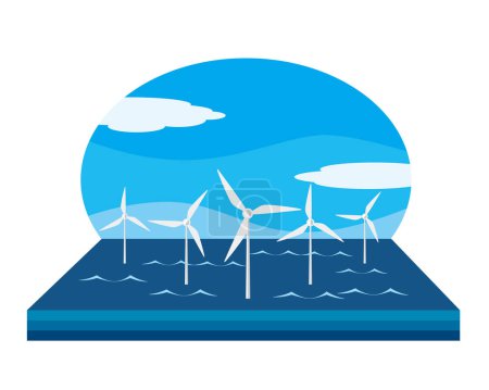 Téléchargez les illustrations : Illustration graphique de la production éolienne offshore - en licence libre de droit