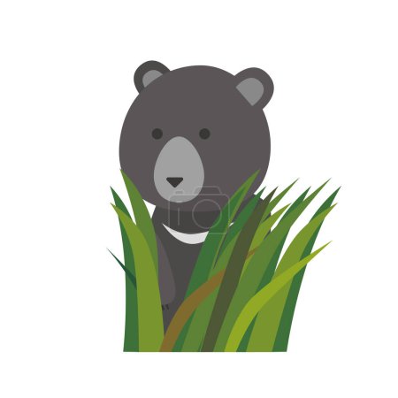Illustration for Asiatic black bear emerging from bushes - Royalty Free Image