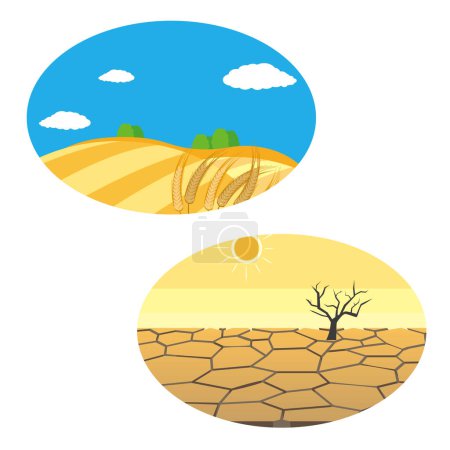 Illustration for Image of good harvest and drought - Royalty Free Image