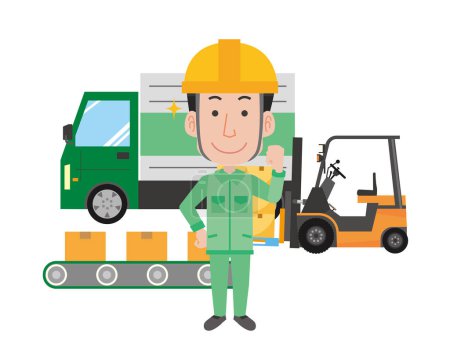 Ilustración de Trabajador masculino que trabaja en la industria logística - Imagen libre de derechos