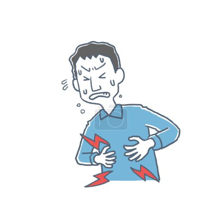 Ilustración de Ilustración de un hombre que sufre de dolor abdominal - Imagen libre de derechos