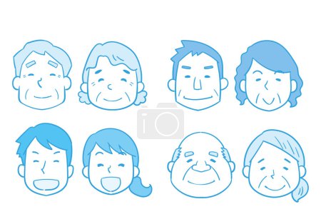 Ilustración de Conjunto ilustración de caras de parejas de varias edades - Imagen libre de derechos
