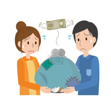 Illustration for Poor couple suffering from lack of money - Royalty Free Image