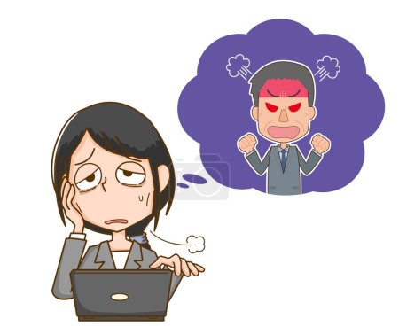 Illustration for A woman who is tired after being scolded by her boss - Royalty Free Image