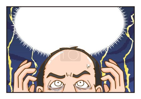 Illustration for Comic style illustration of a man suffering from thinning hair - Royalty Free Image