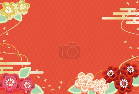 Ilustración de Ilustración de fondo de patrón japonés y flores de ciruela - Imagen libre de derechos