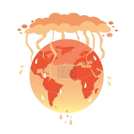 Illustration for Earth that gets hot due to the effects of global warming - Royalty Free Image