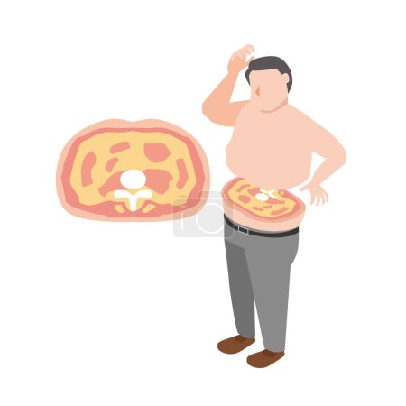Ilustración de Hombre de mediana edad que sufre de grasa visceral - Imagen libre de derechos