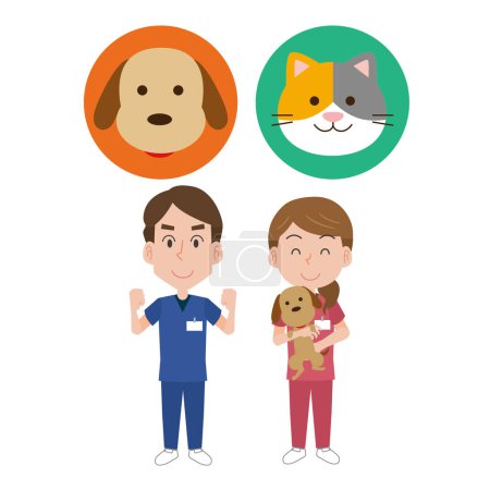 Ilustración de Veterinarias y veterinarias en clínicas veterinarias - Imagen libre de derechos