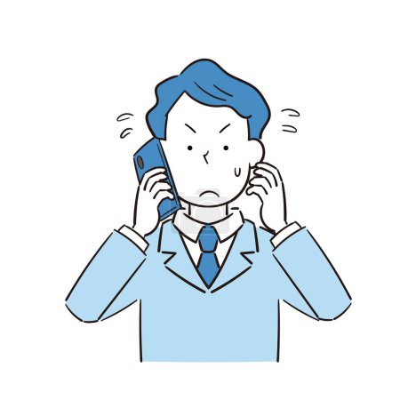 Illustration for Illustration of a man talking on the phone and rushing to the content - Royalty Free Image