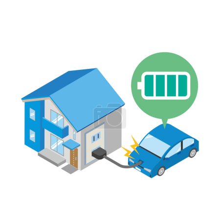Téléchargez les illustrations : Image de recharge à domicile d'un véhicule électrique - en licence libre de droit