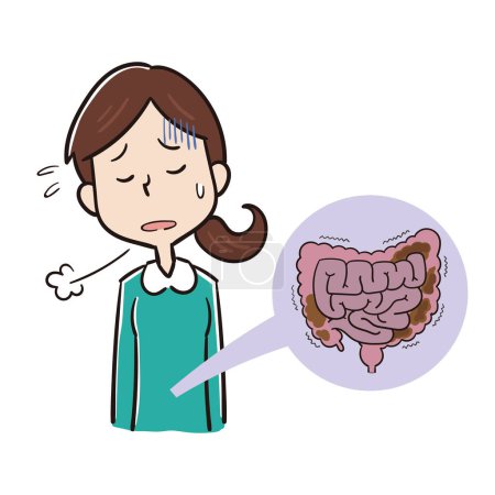 Illustration for A woman with poor intestinal condition and poor physical condition - Royalty Free Image