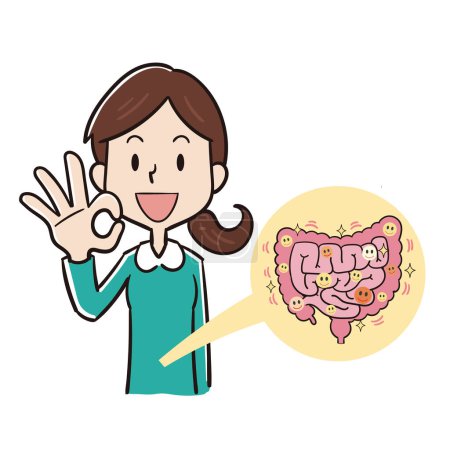 Ilustración de Una mujer con una buena condición intestinal y una buena sonrisa - Imagen libre de derechos