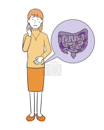 Ilustración de Ilustración de una mujer con trastorno intestinal - Imagen libre de derechos