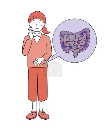 Ilustración de Una mujer que sufre de malestar intestinal - Imagen libre de derechos