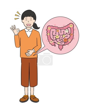 Illustration for A smiling woman with a good intestine - Royalty Free Image