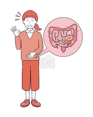 Ilustración de Ilustración de una mujer con buenos intestinos - Imagen libre de derechos