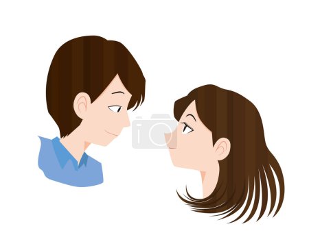 Illustration for Man and woman looking at each other - Royalty Free Image