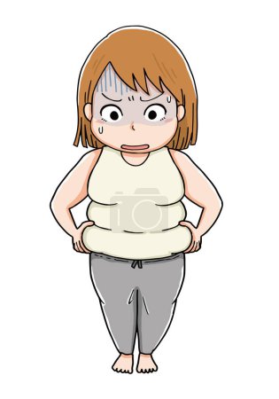 Illustration for A woman who is shocked to gain weight - Royalty Free Image