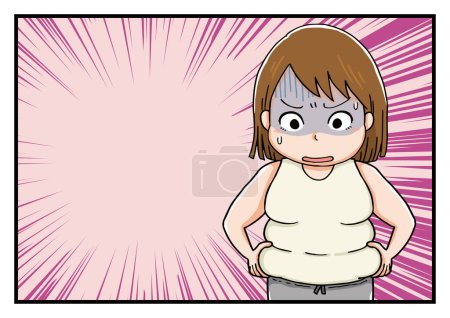 Illustration for A woman who is shocked to gain weight - Royalty Free Image