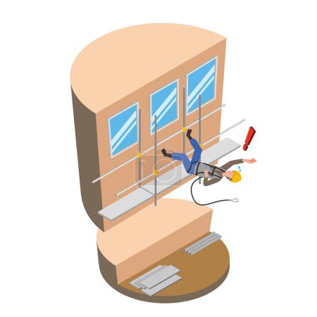 Ilustración de Ilustración de un trabajador que cae de un andamio - Imagen libre de derechos
