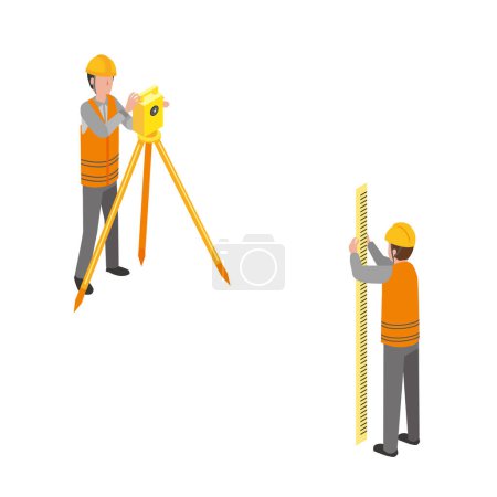 Illustration for Isometric illustration of a man surveying - Royalty Free Image