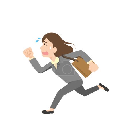 Ilustración de Una trabajadora de oficina que parece llegar tarde y corre impaciente - Imagen libre de derechos