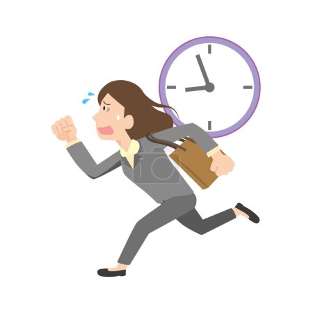 Ilustración de Una trabajadora de oficina que parece llegar tarde - Imagen libre de derechos