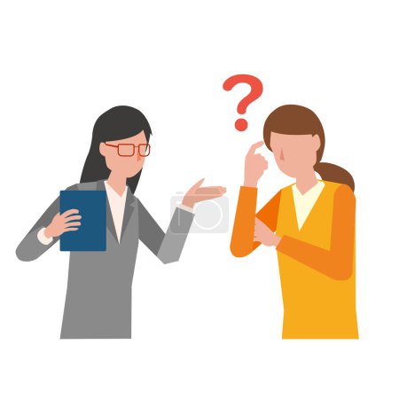 Illustration for A woman who consults a counselor with questions - Royalty Free Image